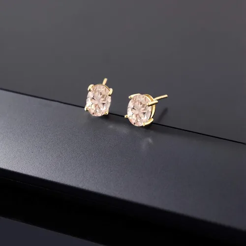 Vista 37 de Gem Stone King Aretes de oro de 14 quilates con piedra natal ovalada de 0.315 x 0.236 in Aretes de oro para mujer