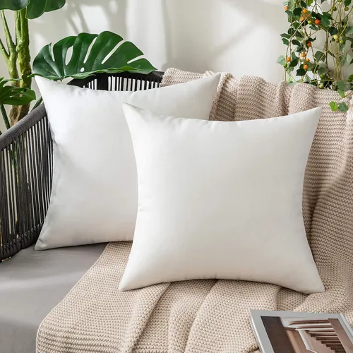 Vista 30 de MIULEE - Paquete de 2 fundas de almohada decorativas para exteriores, impermeables, sólidas, de imitación de lino, para jardín, casa de campo, Azul
