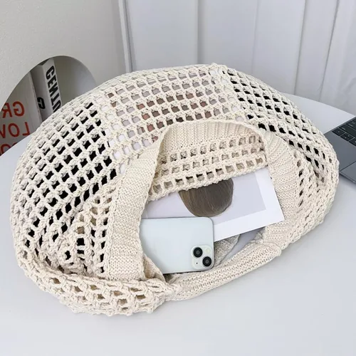 Vista 6 de Bolsas de playa grandes para mujer, bolsa de playa de verano, bolsa de mano estética, bolsa hippie de punto
