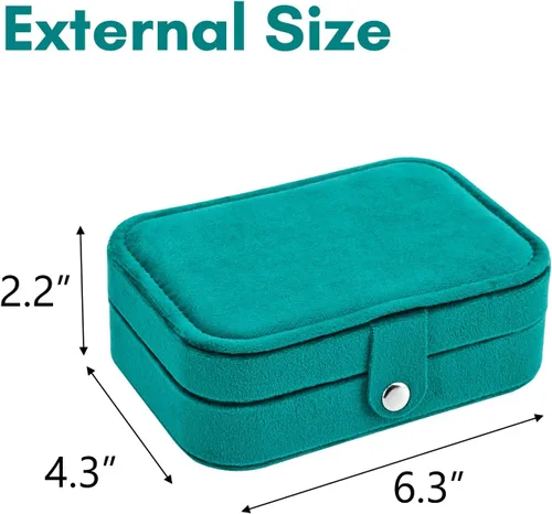 Vista 2 de Fixwal Caja de viaje de terciopelo de felpa, organizador de joyas de viaje pequeño para mujeres y niñas, joyero portátil con espejo para anillos