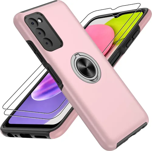 Vista 10 de Gritup - Funda para Galaxy A05S con protector de pantalla HD×2, funda protectora para teléfono a prueba de golpes con soporte magnético de anillo
