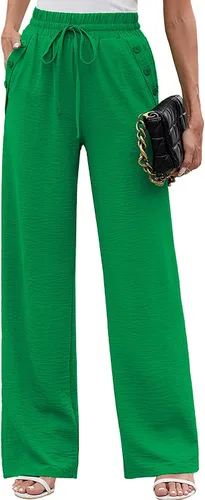 Vista 21 de Heymoments Wide Leg Pant for Women High Waist Trouser A01-negro