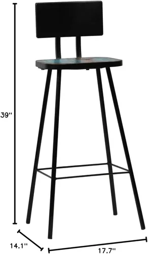 Vista 2 de sillas de bar, taburetes de bar, taburetes de bar, mesa de bar, sillas para barra de cocina, taburetes de bar 2 piezas sólido recuperado taburete