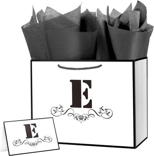 Vista 14 de ysmile Bolsa de regalo de letras con papel de envoltura para hombres, mujeres, niños y niñas, bolsa de papel grande de 16 pulgadas, color blanco