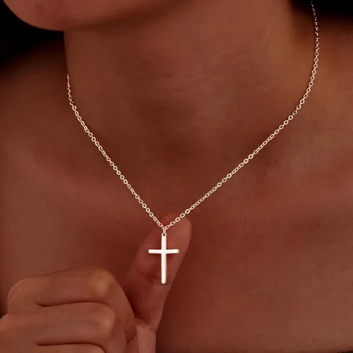 Vista 84 de Collar de cruz para mujeres y niñas, delicado chapado en oro de 14 quilates, gargantilla con dije de cruz que no se deslustra, impermeable, moderno