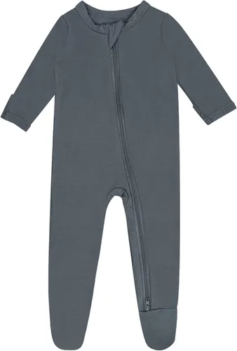 Vista 10 de GUISBY Pijama de rayón de bambú con pies de bebé de manga larga para bebés Negro