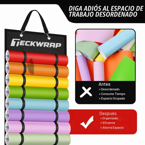Vista 3 de TECKWRAP Portarrollos de vinilo con 44 compartimentos, color negro