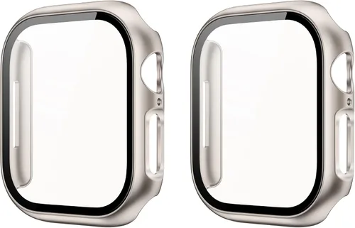 Vista 23 de Juego de 2 fundas con protector de pantalla de vidrio templado para Apple Watch SE (Gen 1/2/3) Series 4/5/6 40mm, tacto suave, protección
