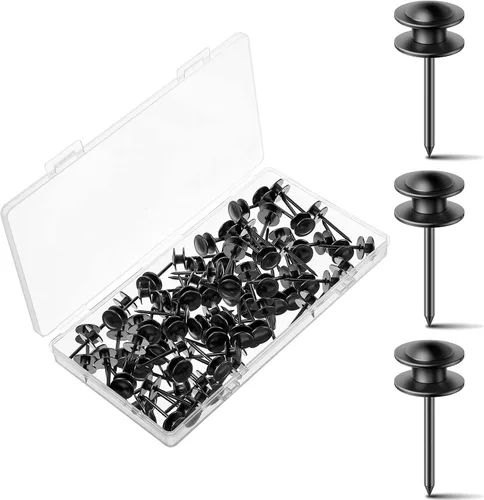 Vista 7 de Hotop 25 piezas de ganchos de doble cabeza para colgar fotos, ganchos decorativos para colgar fotos, para el hogar, oficina, escuela (negro)