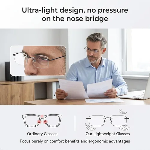 Vista 3 de Eyekepper Reading Glasses, Readers for Men,Rimless Men's Metal Magnifying Glass, Mens Frameless Reader Eyeglasses, Lightweight Cheaters, Scratch