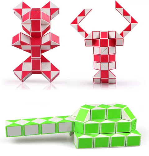Vista 8 de TANCH Juego de 2 cubos mágicos de serpiente de 36 etapas, rompecabezas, cubos de velocidad, juguetes para niños, color al azar (36 bloques)
