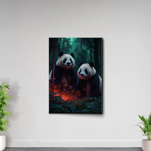 Vista 7 de Canvas Print cute pandas in the jungle Watercolor art framed canvas print framed wall art synthwave animal art Canvas Prints, Decor