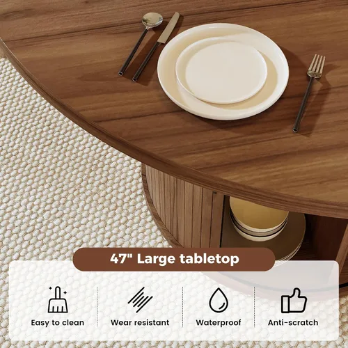 Vista 64 de Miereirl Moderno juego de comedor de 5 piezas para mesa redonda de madera de 4,31.5 pulgadas con estante de almacenamiento semiabierto y puerta