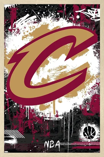 Vista 5 de Trends International NBA Cleveland Cavaliers - Póster de pared con logotipo Maximalist 23 Versión premium sin marco