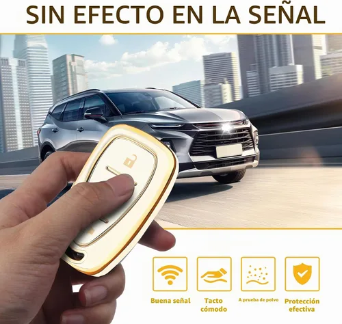 Vista 4 de FT FUNTOR - Funda para llavero Chevy con 4 botones Dorado/blanco