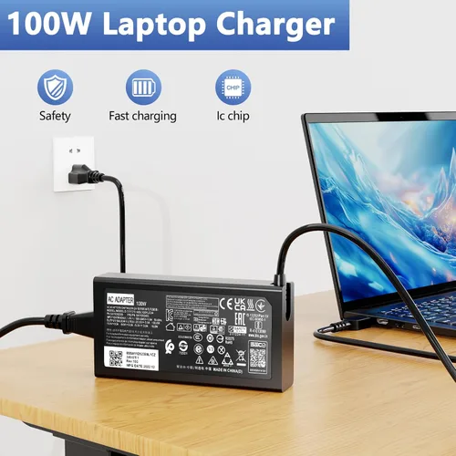 Vista 5 de 100W USB-C PD Charger for Acer Swift Go Swift X TravelMate P4 P6 Adapter