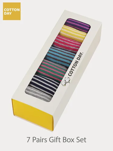 Vista 3 de COTTON DAY Caja de regalo de 7 días de la semana, calcetines cortos de moda para niños y niñas, diseño de animales, flores, estrellas, rayas