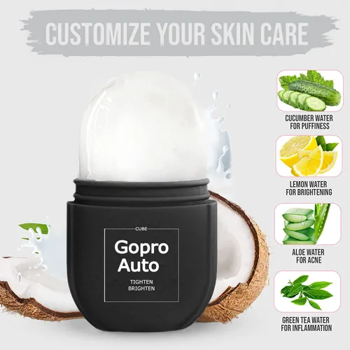 Vista 2 de Rodillo de hielo en forma de cubo para cara, rodillo facial de hielo para ojos, cuello, tonifica y aprieta la piel de forma natural, bolsas