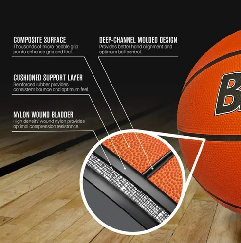 Vista 4 de Biggz Baloncesto naranja talla 6 con bomba de mano