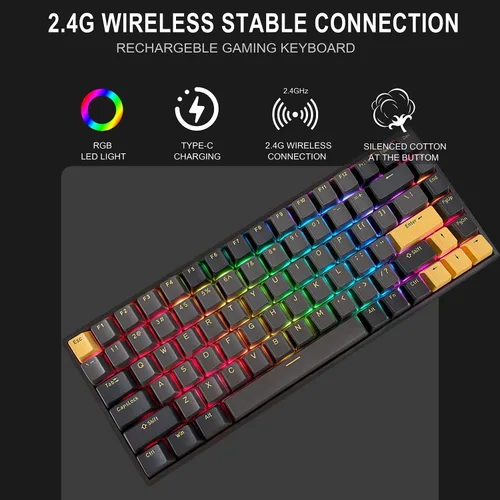 Vista 2 de ONE METER 75 Wireless Mechanical Keyboard Hot Swappable Mechanical Gaming Keyboard with Gateron G-Pro Switch and PBT Keycaps RGB LED Backlit