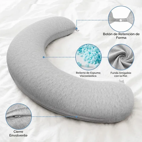 Vista 4 de SweetSlubr Almohada corporal, almohada de embarazo de espuma viscoelástica 35.4 x 9.8 pulgadas