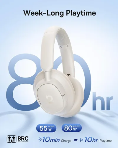 Vista 5 de Baseus Bass BH1 NC Audífonos con cancelación activa de ruido adaptativa, ANC híbrido adaptativo en tiempo real, SuperBass 2.0, sonido Hi-Res LDAC