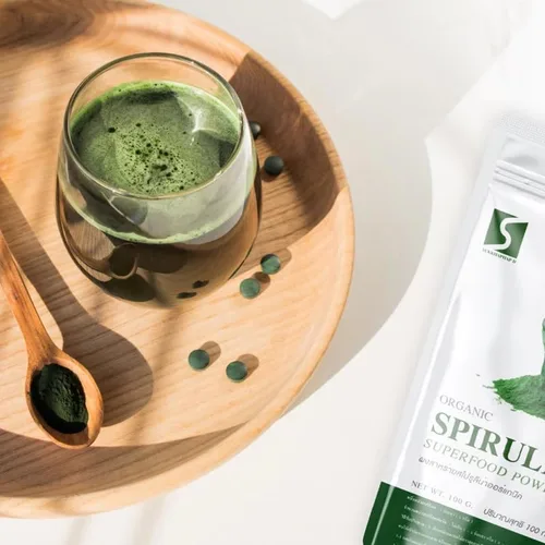 Vista 6 de Paquete de 2 unidades de espirulina orgánica en polvo Superalimento verde puro y rico en nutrientes Sin OMG, vegano y sin gluten Fuente