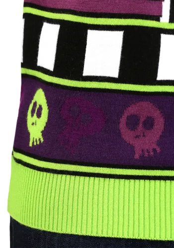Vista 9 de Suéter de Halloween Beetlejuice ¡Es la Hora del Show! para Adultos Multicolor