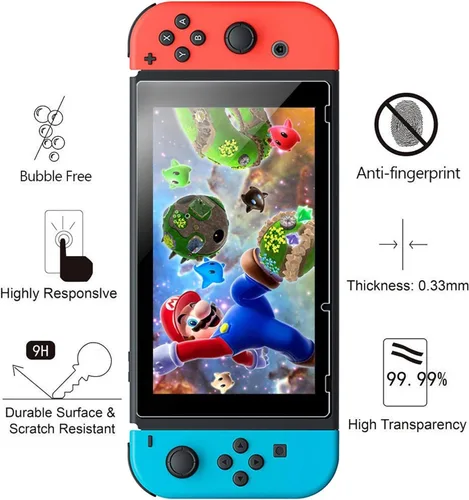 Vista 9 de Protector de pantalla para Nintendo Switch 2 unidades de vidrio templado POKANIC transparente HD transparente antiarañazos sin burbujas fácil