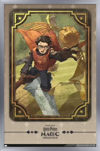 Vista 9 de Trends International Harry Potter: Magic Awakened - Póster de pared de Harry Quidditch, 22.4 pulgadas de largo x 14.7 pulgadas, versión enmarcada