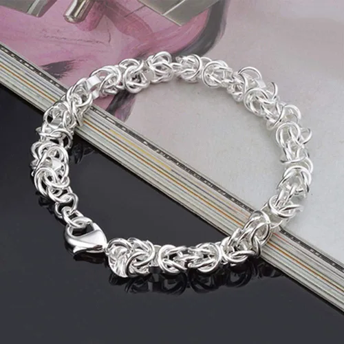 Vista 5 de Goodilest - Pulseras de plata de ley 925 para mujer pulsera de cadena de banquete regalo de joyería Plata