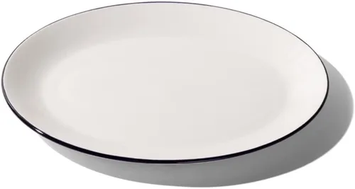 Vista 2 de Made In Utensilios de cocina - Plato para servir - Blanco con borde negro - Porcelana Inglaterra