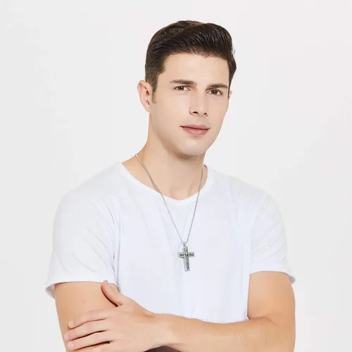 Vista 4 de CHOLER MAJ & COS - Collar de cadena para hombre, colgante de cadena cristiana de acero, Metal