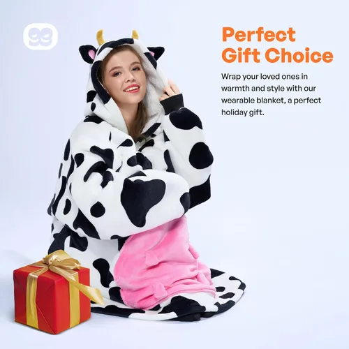 Vista 7 de Giggling Getup Manta Vestible con Capucha para Mujeres y Hombres Manta con Capucha Vestible de Forro Polar Sherpa Sudadera Manta Vestible Sherpa