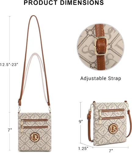 Vista 3 de Dasein Bolso cruzado pequeño para mujer, bolso de hombro ligero con múltiples bolsillos con cremallera, bolso para teléfono