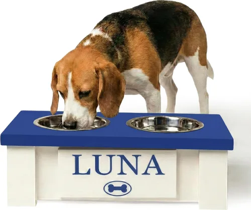 Vista 21 de GTW Soporte de Cuenco Elevado Personalizado para Perros Grandes, Medianos, Pequeños y Extra Pequeños - Cuencos de Acero Inoxidable para Comida
