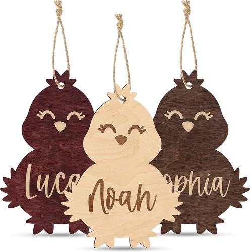 Vista 16 de Etiquetas personalizadas para cesta de Pascua con nombre, conejo de Pascua, cereza, etiquetas de nombre de Pascua personalizadas, regalos de conejo