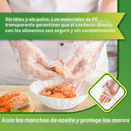 Vista 4 de Guantes desechables de plástico para manipulación de alimentos, servicio de cocina, guantes desechables para cocinar