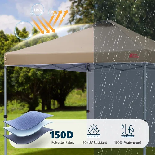 Vista 10 de MASTERCANOPY - Toldo desplegable duradero con 1 pared lateral (6.6 x 6.6 pies, caqui)