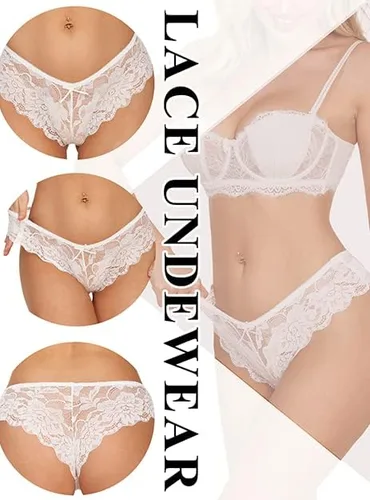 Vista 6 de Avidlove Bragas de encaje floral para mujer, ropa interior sexy hipster en forma de V