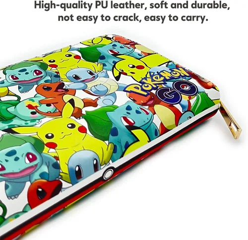 Vista 2 de FUUNUSLY Billeteras de anime para niños y niñas Lindo anime Kawaii con personajes de dibujos animados y llavero colgante, juego de regalo
