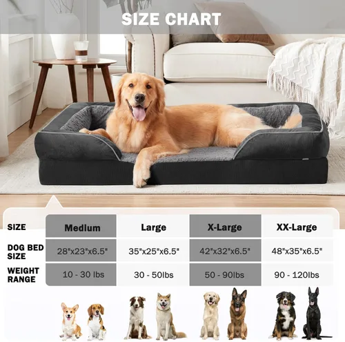 Vista 7 de INVENHO Sofá ortopédico de espuma para perros medianos con funda extraíble lavable, forro impermeable y parte inferior antideslizante