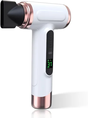 Vista 4 de Secador de pelo rosa inalámbrico, 15000 mAh recargable con carga USB, viento frío y caliente para viajes y campamentos