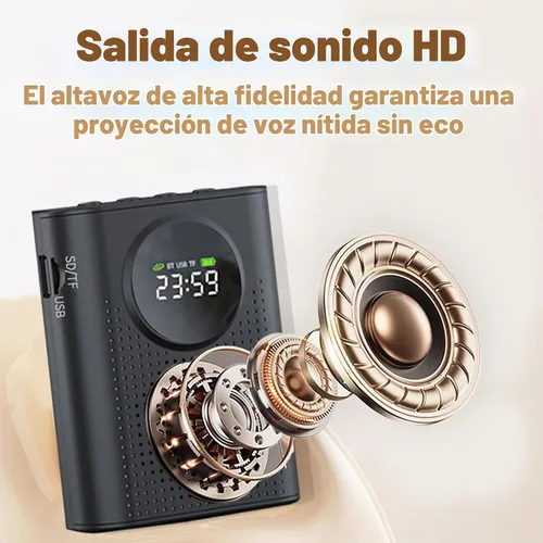 Vista 3 de BSONE Amplificador de voz con micrófono inalámbrico para profesores - Sistema PA portátil Bluetooth con clip con micrófono de solapa y altavoz