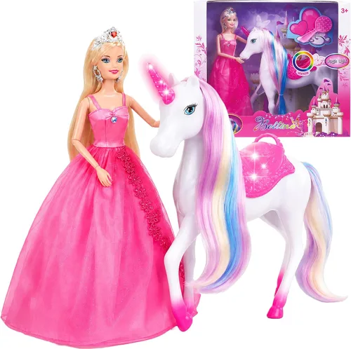Vista 8 de BETTINA Muñeca mágica de sirena que cambia de color, juguete de princesa sirena con caballito de mar y accesorios para muñecas, cabello rosa