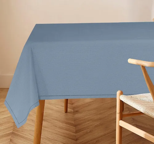 Vista 10 de RUVANTI Paño de Mesa de Lino de Algodón Rectangular 108x60 Pulgadas, Borde Clásico, Resistente a Manchas, Paño Lavable Perfecto para Cubrir Mesa