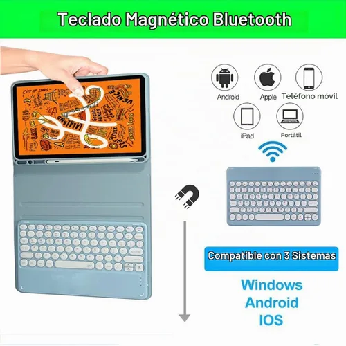 Vista 4 de Funda para teclado para Samsung Galaxy Tab S6 Lite de 10.4 pulgadas 2024 2022/2020 SM-P610/P613/P615/P619, funda para teclado Bluetooth inalámbrico