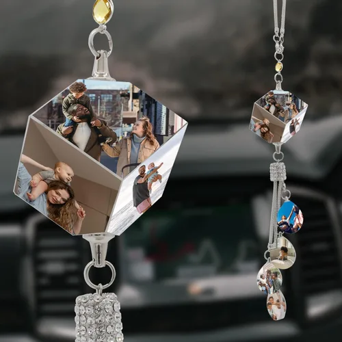 Vista 22 de AIFLM Adornos Personalizados de Foto de Cristal para Colgar en Coche Adornos Personalizados Estéticos para Espejo Adornos Personalizados