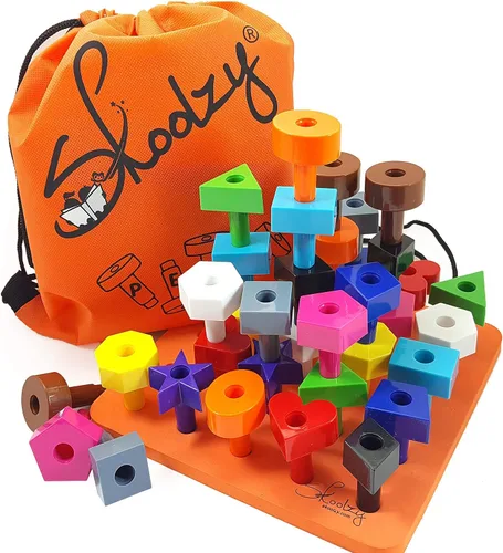 Vista 2 de Skoolzy Peg Board - Juguetes apilables para niños pequeños, juguetes de plástico para niños pequeños