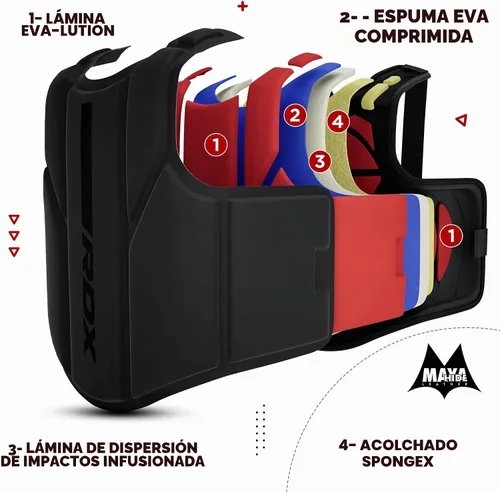 Vista 4 de RDX Protector de Cuerpo para Boxeo, Protector de Pecho para MMA Kickboxing Muay Thai, Chaleco para Entrenamiento de Sparring con Golpes Pesados